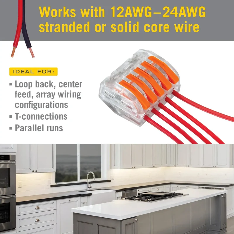 Five Port Lever Wire Connector Six Pack High Capacity Quick Connect Terminal For Led Strip And Under Cabinet Lighting Replaces Traditional Wire Nuts Handles Every Job With No Sweat A Beefy Staple For Smooth Builds