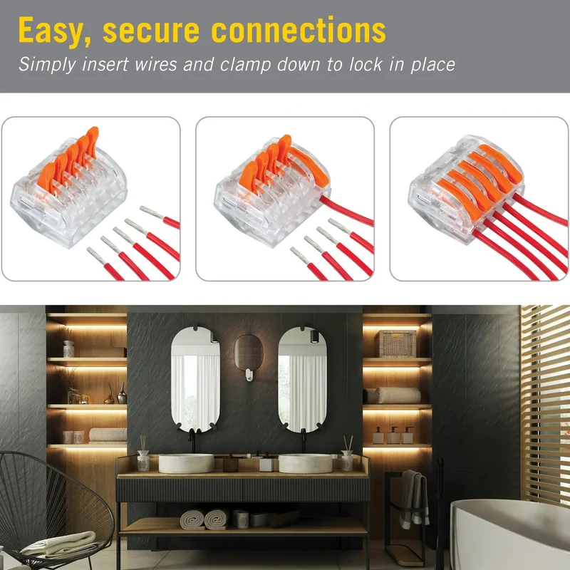 Five Port Lever Wire Connector Six Pack High Capacity Quick Connect Terminal For Led Strip And Under Cabinet Lighting Replaces Traditional Wire Nuts Handles Every Job With No Sweat A Beefy Staple For Smooth Builds