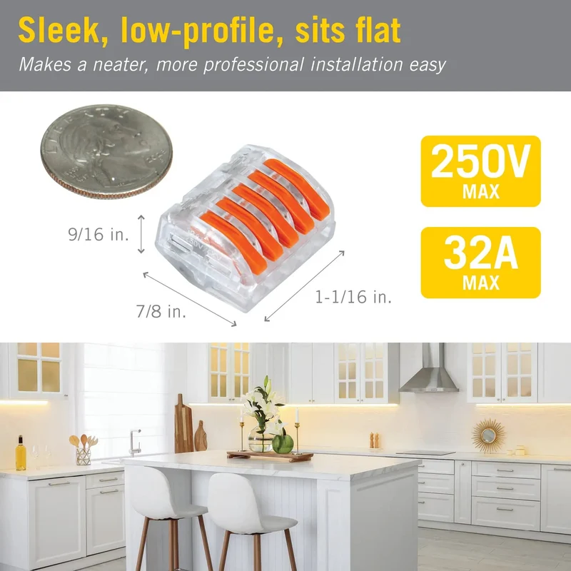 Five Port Lever Wire Connector Six Pack High Capacity Quick Connect Terminal For Led Strip And Under Cabinet Lighting Replaces Traditional Wire Nuts Handles Every Job With No Sweat A Beefy Staple For Smooth Builds