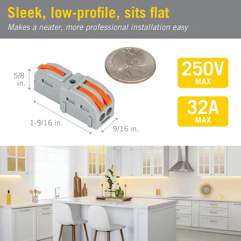 Hella Durable Modular Lever Wire Splitter Connectors For Quick Low Voltage Power Routing To Led Strips And Under Cabinet Install Smooth Operation Foolproof Grip Mechanism