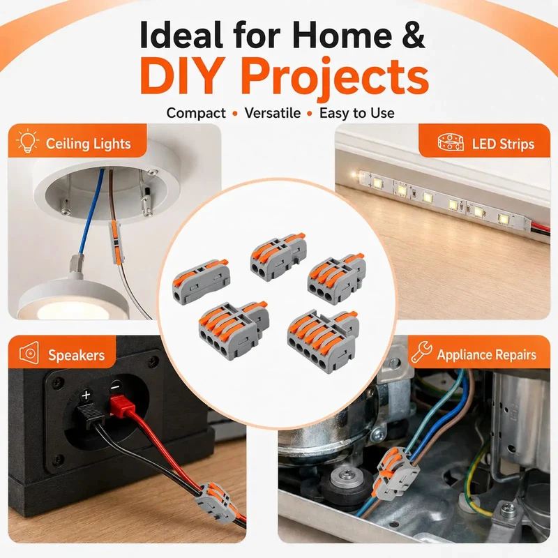32 Piece Assorted Lever Wire Connectors Quick Push Connect Kit For Hella Easy Do It Yourself Electrical Wiring And Car Garage Grinds With Solid Industrial Grade Construction