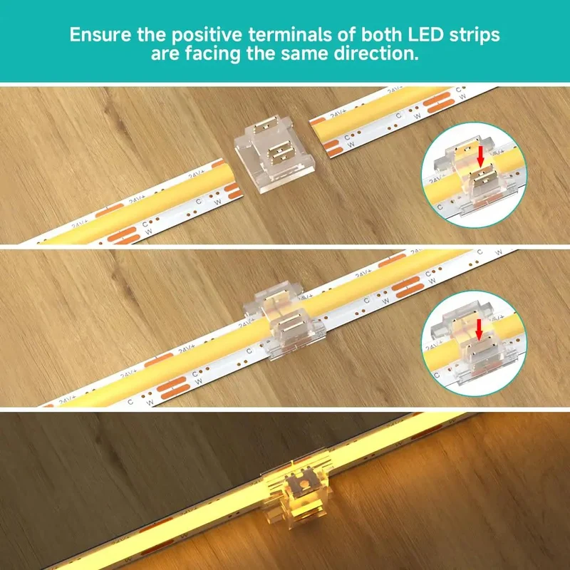 Hassle Free 3 Pin 8mm Cob Cct Led Connector Kit Featuring Dual End Wire And L Shaped Connectors Solderless Gapless Build Plug And Play Wiring For 5V 12V 24V Led Strips No Sweat Assembly