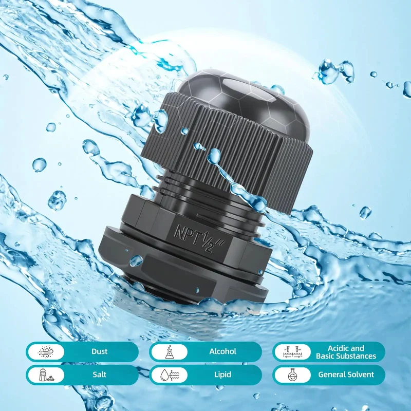 Lock In A Watertight Shield With This 12-Pack Of 1/2 Inch NPT Cable Glands Featuring A Bulletproof IP68 Seal That Keeps Dampness From Creeping In. Crafted From Flame-Retardant Nylon To Beat UV Rays, Acid, And Chemicals While Delivering Pro-Level Strain
