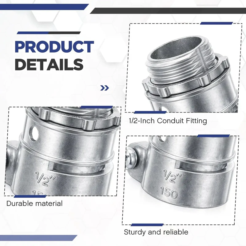 10-Pack Of Top-Shelf 1/2-Inch Squeeze Connectors For FMC And EMT Conduit Wiring. These Heavy-Duty Metal Cable Fittings Are A Solid Pick For Indoor Jobs, Locking Down Cables Snug As A Bug In A Rug Without Breaking A Sweat.