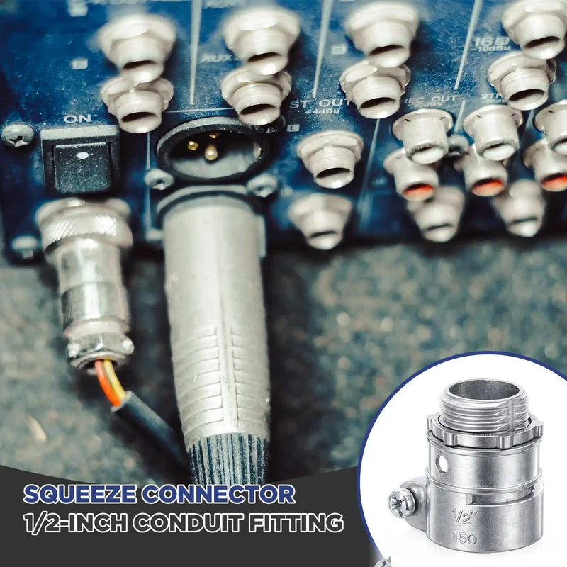 10-Pack Of Top-Shelf 1/2-Inch Squeeze Connectors For FMC And EMT Conduit Wiring. These Heavy-Duty Metal Cable Fittings Are A Solid Pick For Indoor Jobs, Locking Down Cables Snug As A Bug In A Rug Without Breaking A Sweat.