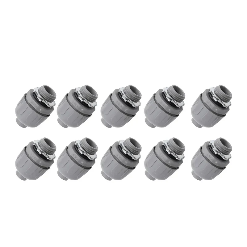 Heavy Duty One Inch Npt Liquid Tight Conduit Connectors 10 Pack Nylon 6 Electrical Fittings Flame Retardant Tough As Nails Impact Resistant Killer Grip No Sweat Setup For Outdoor And Hvac Projects
