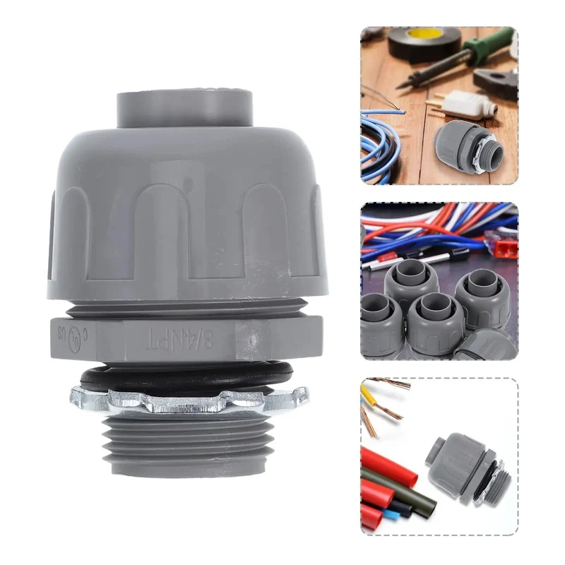 Heavy Duty Flexible Conduit Connectors NPT Three Quarter Inch PVC Pipe Couplers 5 Pack Hella Durable Snug Secure Grip For Home And Pro Electrical Wiring Repairs Smooth Install