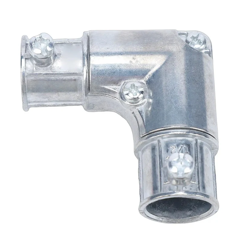 Slick Half Inch 90 Degree Conduit Fitting Interior Corner Pull Elbow Designed Hassle Free Electrical Wiring Installation With Zinc Alloy Housing And Secure Screw Locking For No Sweat Setup Smooth Cable Routing And Heavy Duty Performance Daily Use