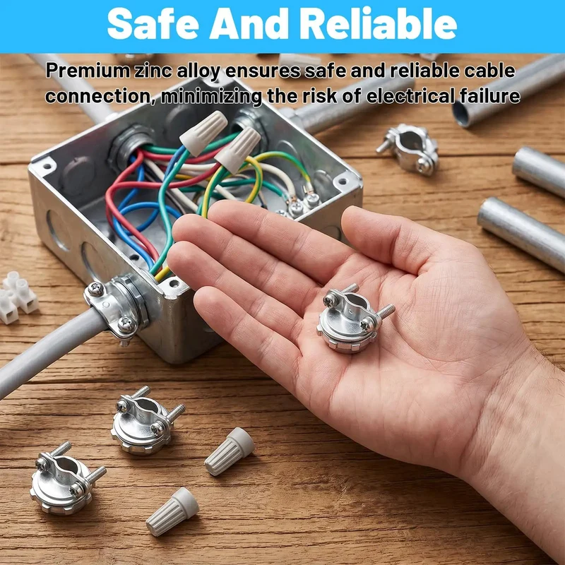 Heavy Duty Zinc Wire Clamps Bulk Pack Of Fifty Secure Electrical Box Connectors With Ironclad Strain Relief Fittings Perfect For Diy Homeowners And Contractors No Brainer Job Site Upgrade That Delivers Smooth Wiring Every Single Time