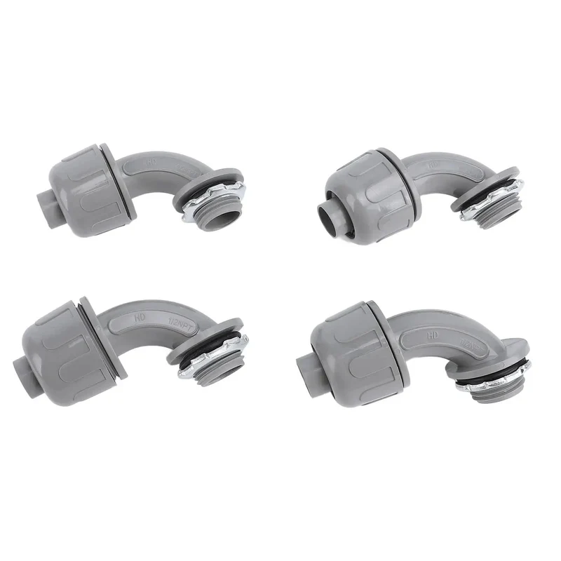 Twenty Piece Pack Of Rock Solid Ninety Degree Nylon 6 Liquid Tight Connectors For Rugged Electrical Conduit And Motor Wiring Half Inch NPT Heavy Duty Waterproof Cable Glands