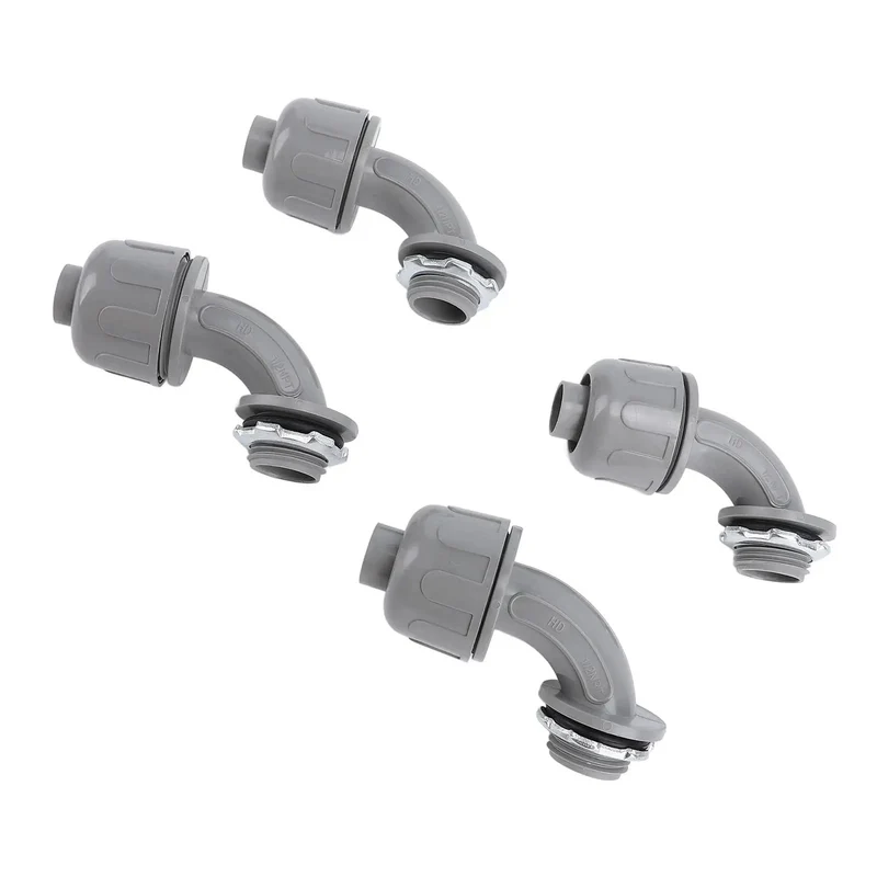 Twenty Piece Pack Of Rock Solid Ninety Degree Nylon 6 Liquid Tight Connectors For Rugged Electrical Conduit And Motor Wiring Half Inch NPT Heavy Duty Waterproof Cable Glands