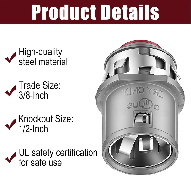 Heavy Duty 3/8 Inch MC Cable Connectors For 14 12 And 10 Gauge Wire Built Like A Tank With Zinc Alloy Snap Lock Design Deliver A Straight Up Pro Feel And Easy Install For AC And AC90 Cable Runs