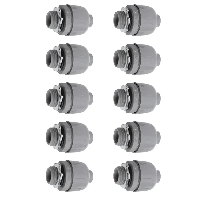 10 Pack 1 Inch NPT Liquid Tight Conduit Connectors, Rock Solid Nylon 6 Electrical Fittings, Heavy Duty Corrosion Resistant, Flame Retardant 94V2, Quick Snap Fit Designed For Any Tough Indoor Or Outdoor Job You Throw At It