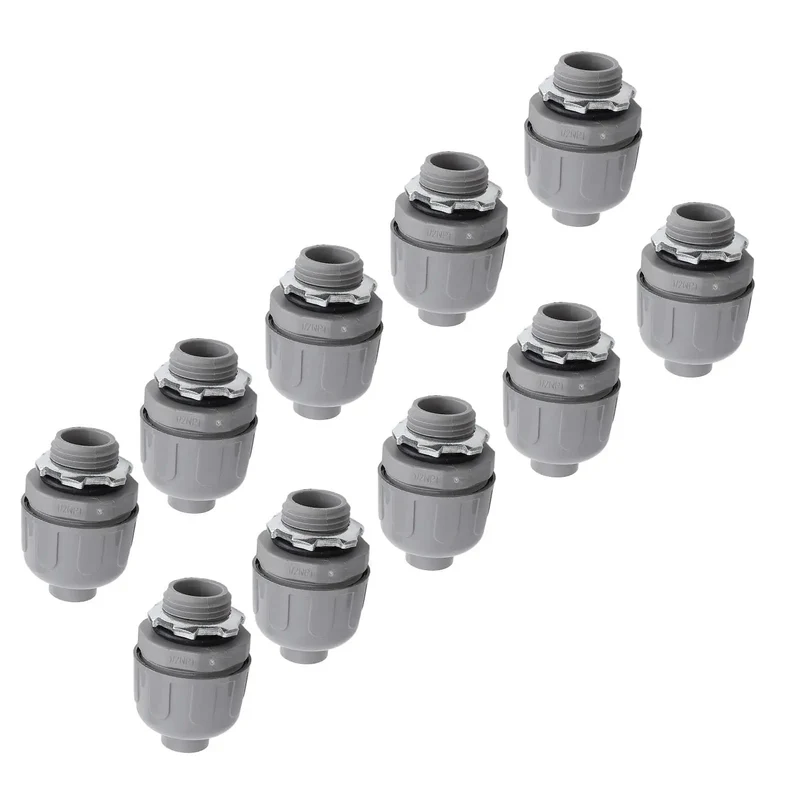 10 Pack 1 Inch NPT Liquid Tight Conduit Connectors, Rock Solid Nylon 6 Electrical Fittings, Heavy Duty Corrosion Resistant, Flame Retardant 94V2, Quick Snap Fit Designed For Any Tough Indoor Or Outdoor Job You Throw At It