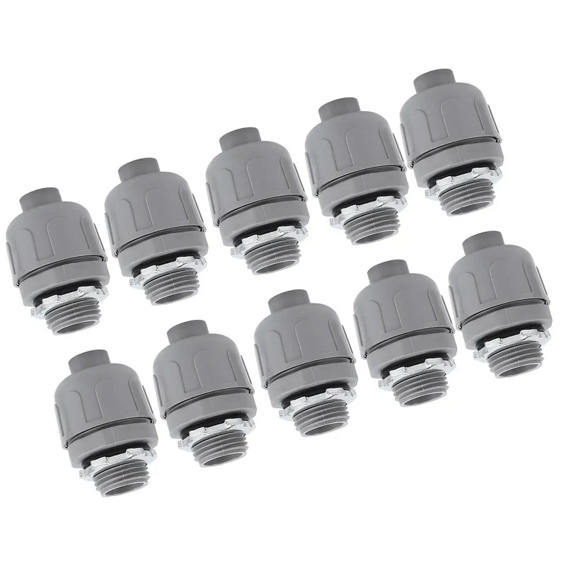10 Pack 1 Inch NPT Liquid Tight Conduit Connectors, Rock Solid Nylon 6 Electrical Fittings, Heavy Duty Corrosion Resistant, Flame Retardant 94V2, Quick Snap Fit Designed For Any Tough Indoor Or Outdoor Job You Throw At It