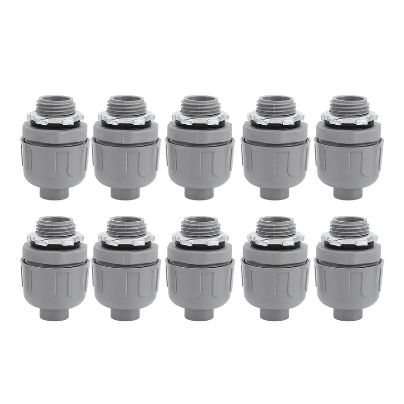 10 Pack 1 Inch NPT Liquid Tight Conduit Connectors, Rock Solid Nylon 6 Electrical Fittings, Heavy Duty Corrosion Resistant, Flame Retardant 94V2, Quick Snap Fit Designed For Any Tough Indoor Or Outdoor Job You Throw At It