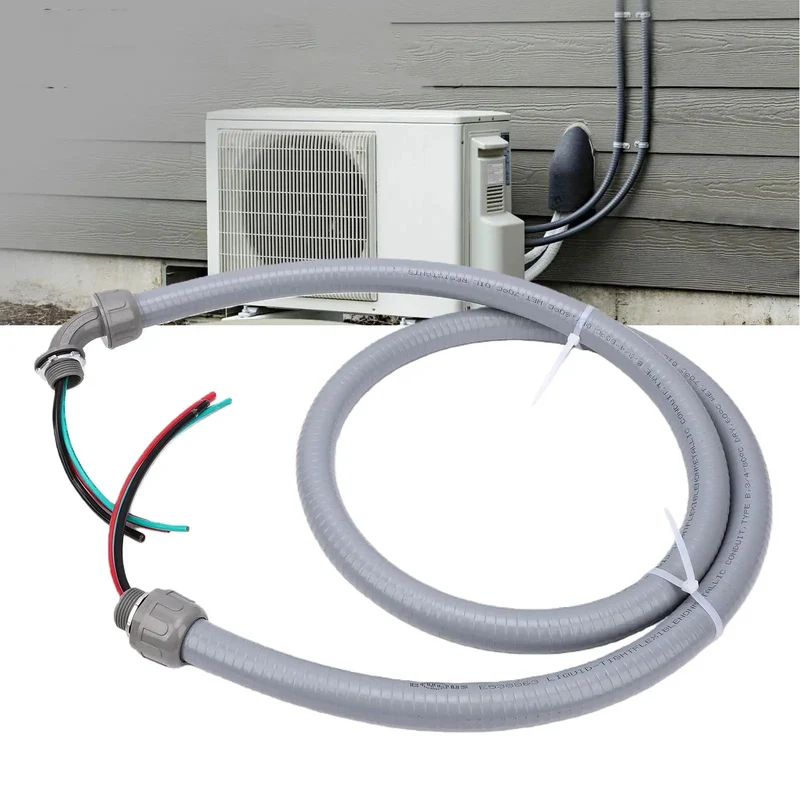 Pre Wired AC Whip Kit With Three Quarter Inch Flexible Liquid Tight Conduit Six Feet Long 8 AWG Copper Wire Three Conductor No Fuss Setup Runs Clean Built Damn Tough For Any Heavy Duty Electrical Run