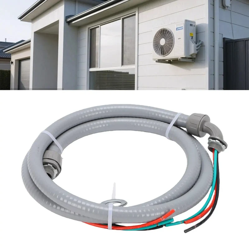 Heavy Duty Half Inch Liquid Tight Flexible Conduit Whips With 6 Foot 10 AWG 3 Wire Copper Cables For Outdoor Air Conditioning Units Hella Durable Ready To Hookup Plug And Play Assembly