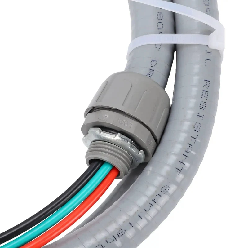 Heavy Duty Half Inch Liquid Tight Flexible Conduit Whips With 6 Foot 10 AWG 3 Wire Copper Cables For Outdoor Air Conditioning Units Hella Durable Ready To Hookup Plug And Play Assembly