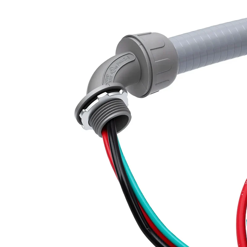 Straight Up Heavy Duty Electrical AC Whip Kit With Six Feet Liquid Tight Conduit And Pre Wired Eight Gauge Copper Conductors For A Plug And Play Setup That Kills Measuring Errors On Big Jobsites
