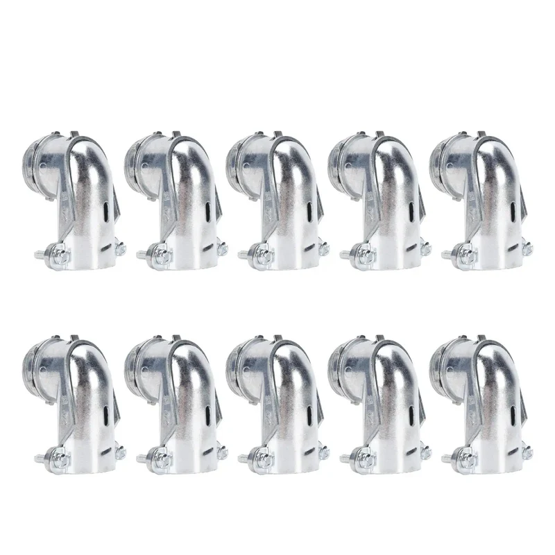 Heavy Duty 10 Pack 3/4 Inch 90 Degree Squeeze Connector Zinc Alloy Conduit Fitting MC Cable Adapter For Junction Boxes Straight Shot Routing No Fuss Install Rock Solid Lock Pro Grade Wiring Hardware