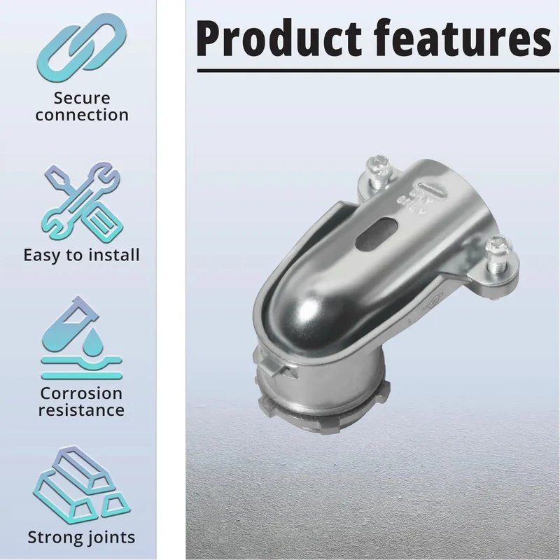 Heavy Duty 10 Pack 3/4 Inch 90 Degree Squeeze Connector Zinc Alloy Conduit Fitting MC Cable Adapter For Junction Boxes Straight Shot Routing No Fuss Install Rock Solid Lock Pro Grade Wiring Hardware