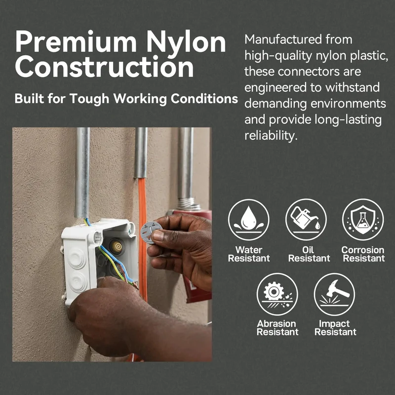 No Fuss Gray Push In Wire Connectors For Non Metallic Cable Bulk Fifty Pack Plug And Play Junction Box Knockout Plugs For Three Eighths To Half Inch Electrical Job Fixes