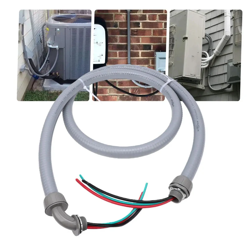 Heavy Duty Liquid Tight Flexible Conduit AC Whip Kit 3/4 Inch X 6 Foot Tough As Nails Rugged PVC Jacket Waterproof And Oil Resistant Wire Protection For Outdoor And Underground Job Sites
