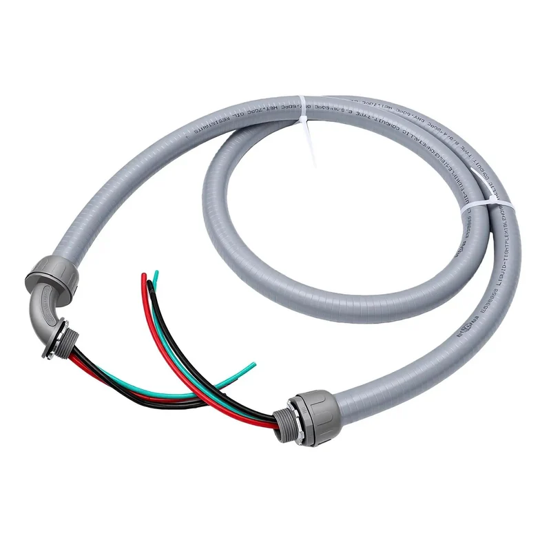 Heavy Duty Liquid Tight Flexible Conduit AC Whip Kit 3/4 Inch X 6 Foot Tough As Nails Rugged PVC Jacket Waterproof And Oil Resistant Wire Protection For Outdoor And Underground Job Sites
