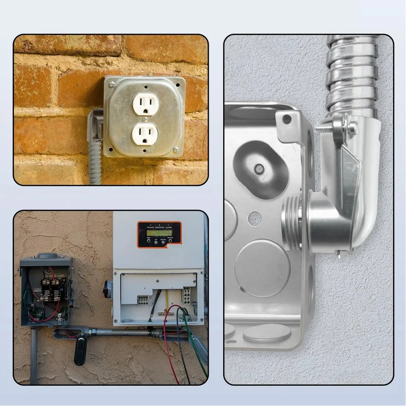 Heavy Duty Ninety Degree Squeeze Connectors For 3/4 In Flexible Metal Conduit And AC MC Cable Pack Of Ten Zinc Die Cast Elbows Crush Grip Snug Tight To Any Junction Box Runs Dead Smooth And Real Rugged