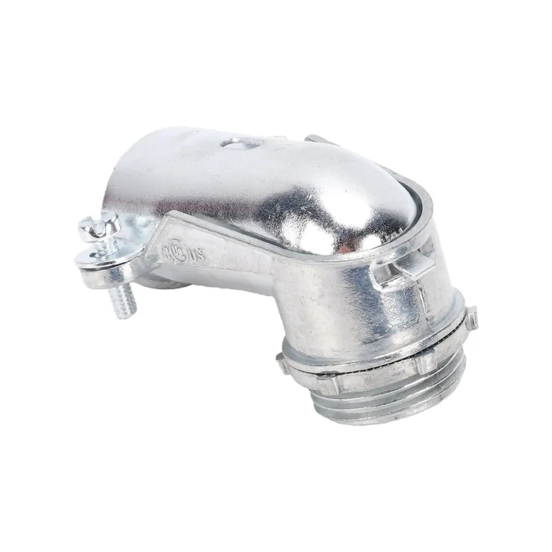 Heavy Duty Ninety Degree Squeeze Connectors For 3/4 In Flexible Metal Conduit And AC MC Cable Pack Of Ten Zinc Die Cast Elbows Crush Grip Snug Tight To Any Junction Box Runs Dead Smooth And Real Rugged