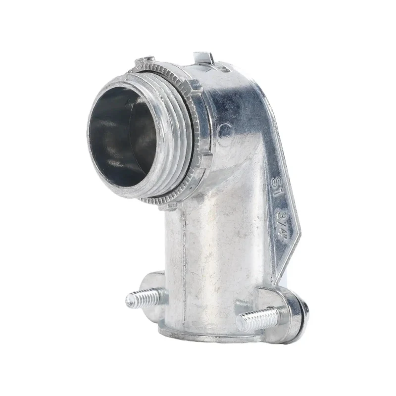 Heavy Duty Ninety Degree Squeeze Connectors For 3/4 In Flexible Metal Conduit And AC MC Cable Pack Of Ten Zinc Die Cast Elbows Crush Grip Snug Tight To Any Junction Box Runs Dead Smooth And Real Rugged