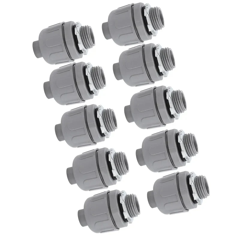 Battle Tough 10 Pack 1 Inch NPT Liquid Tight Conduit Connectors Heavy Duty Nylon Electrical Fittings No Sweat Weatherproof And Flame Rated Up To 257 Fahrenheit Resist Corrosion For Gritty Outdoor Wiring Jobs