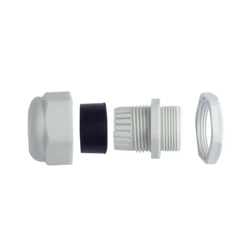 Pack Of White Polyamide M16x1.5 Cable Glands Featuring Waterproof Locknut Design For Solid Wire Routing And Heavy Duty Connection Work That Are Straight Up Badass Durable And Built To Thrive In Rough Job Sites