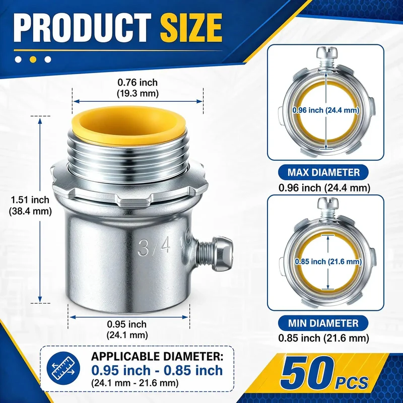 50 Pack Emt Set Screw Connector Three Quarter Inch Steel Electrical Conduit Coupling Top Notch Wiring Joint For Residential Renovation And Commercial Building Projects Built Tough And Ready To Roll