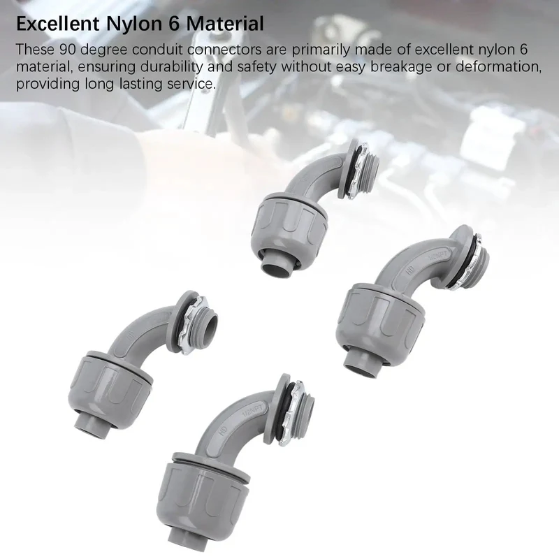 Heavy Duty 20 Pack 1/2 Inch NPT Liquid Tight Connectors For Electrical Conduit Built Like A Tank With Crack Resistant Nylon 6 To Keep Your Setup Secure On Busy Job Sites