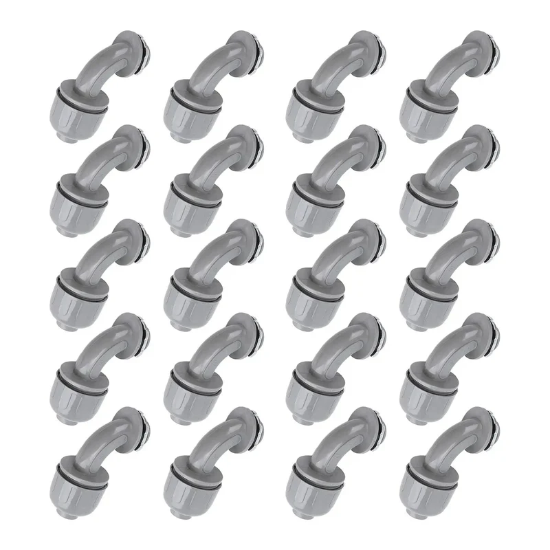 Heavy Duty 20 Pack 1/2 Inch NPT Liquid Tight Connectors For Electrical Conduit Built Like A Tank With Crack Resistant Nylon 6 To Keep Your Setup Secure On Busy Job Sites