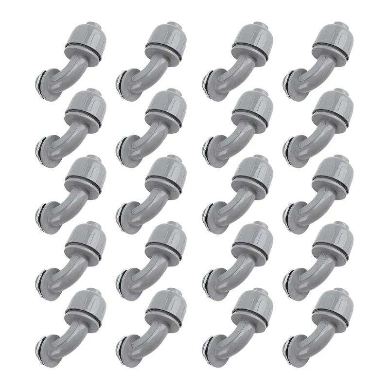 Heavy Duty 20 Pack 1/2 Inch NPT Liquid Tight Connectors For Electrical Conduit Built Like A Tank With Crack Resistant Nylon 6 To Keep Your Setup Secure On Busy Job Sites