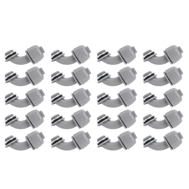 Heavy Duty 20 Pack 1/2 Inch NPT Liquid Tight Connectors For Electrical Conduit Built Like A Tank With Crack Resistant Nylon 6 To Keep Your Setup Secure On Busy Job Sites