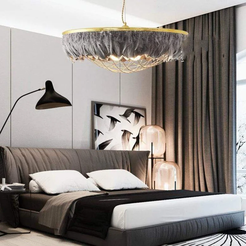 Lustre Plume Gris