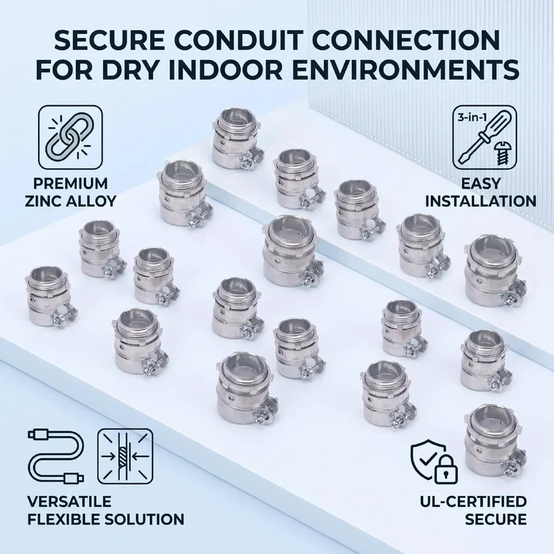 Heavy Duty One Inch Die Cast Zinc Alloy Squeeze Connectors For Electrical Conduit Wiring 20 Pack Rock Solid Bulletproof Hold Fittings No Sweat Setup Top Tier Durability