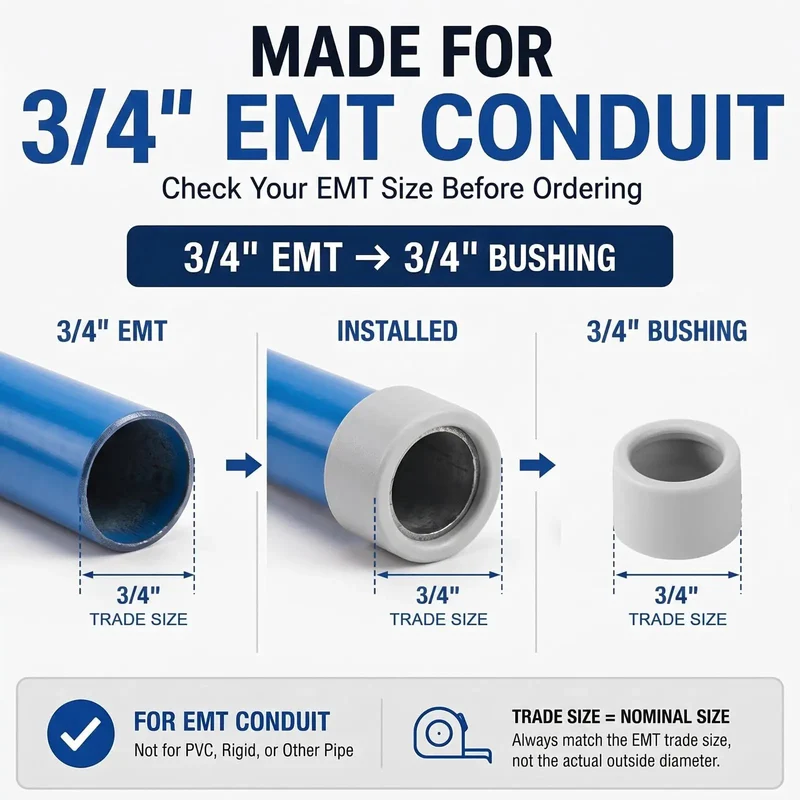 100 Pack Three Quarter Inch Emt Insulating Conduit Bushings White Plastic Cable Grommets Nec Approved Pro Setup Bulk Deal For No Sweat Installations And Smooth Wire Pulls On Every Job Site