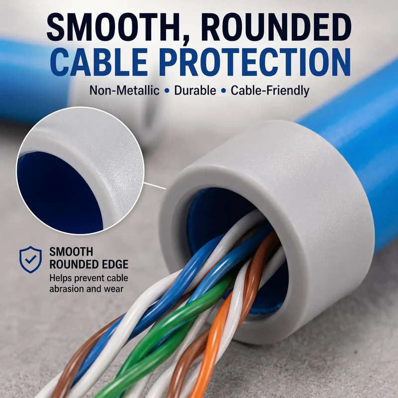 100 Pack Three Quarter Inch Emt Insulating Conduit Bushings White Plastic Cable Grommets Nec Approved Pro Setup Bulk Deal For No Sweat Installations And Smooth Wire Pulls On Every Job Site