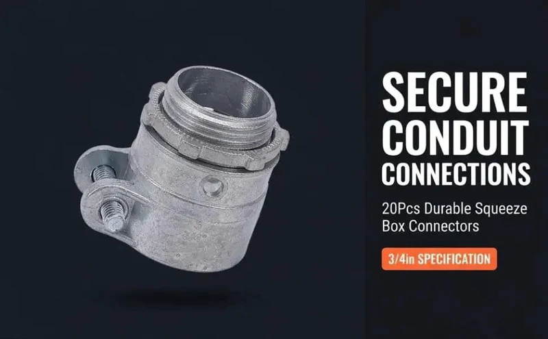 Rock Solid Three Quarter Inch Squeeze Connectors For Flexible Metal Conduit Heavy Duty Zinc Alloy Electrical Wire Fittings Fast Push Install Tight Seal Indoor Wiring Rigs Built Tough For The Trade