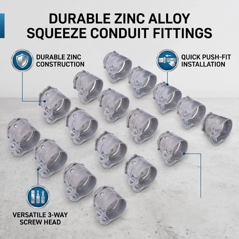 Heavy Squeeze Connector Fittings Three Quarter Inch Zinc Alloy Plug And Play Plumbing Hose Adapters For Fast Pipe Connections Built Tough With No Sweat Installation
