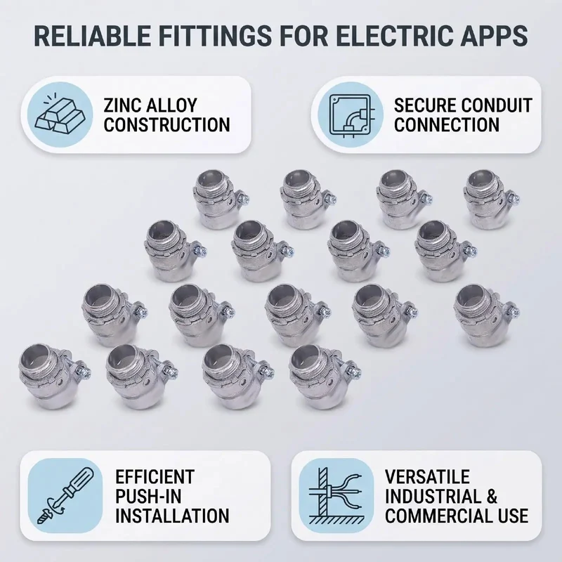 Hassle Free Squeeze Connectors 1/2 Inch Push In Fitting For Dry Indoor Projects No Sweat Wiring With Rock Solid Die Cast Zinc Alloy Reliable Fit For Conduit And Power Boxes Pack Of 20