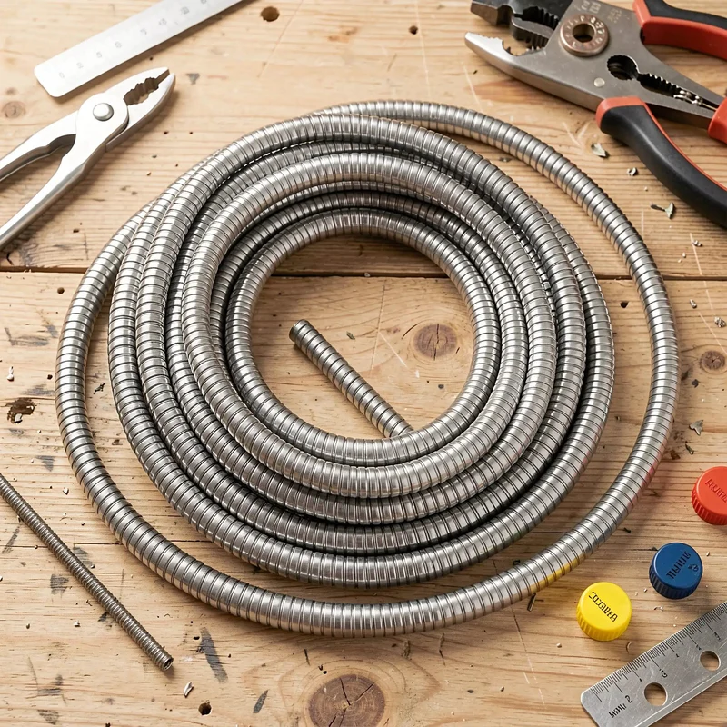 Top Notch Flexible Stainless Steel Wire Loom Sleeve For Heavy Duty Cable Management Easy Bend Rust Proof Electrical Conduit Guard With Killer Flex And Smooth 5 Mm Inner Diameter For Hot Rod And Truck Wiring Projects