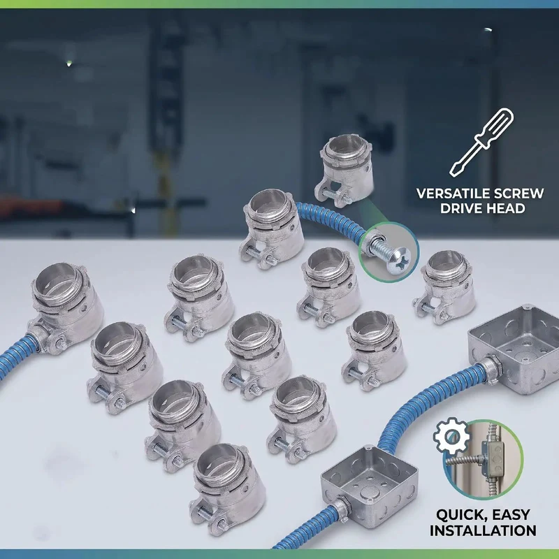 20 Pack Top Shelf Zinc Alloy Squeeze Conduit Fittings Three Quarter Inch Heavy Duty Electrical Connectors Designed For Gritty Jobs With A Rock Solid Grip Abrasion Resistant Material Ensures Longevity