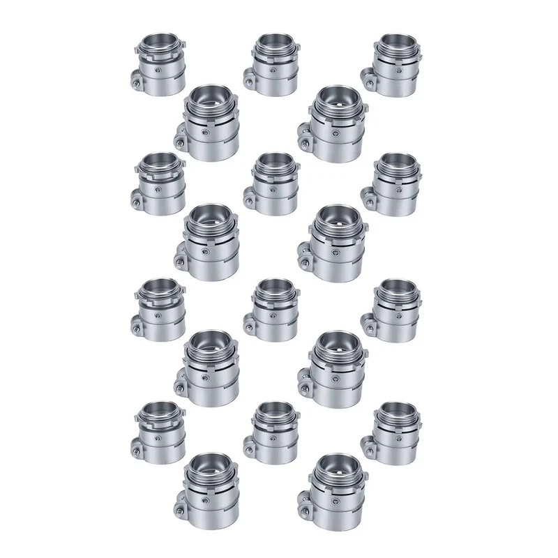 Heavy Duty 20 Piece 1 Inch Squeeze Conduit Connectors For Fmc Electrical Systems Die Cast Zinc Alloy With Reverse Locking Nut For Rock Solid Cable Seals And No Fuss Install