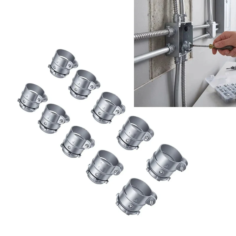 Heavy Duty 20 Piece 1 Inch Squeeze Conduit Connectors For Fmc Electrical Systems Die Cast Zinc Alloy With Reverse Locking Nut For Rock Solid Cable Seals And No Fuss Install